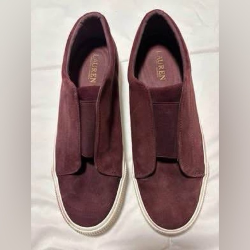 Lauren Ralph Lauren Burgundy Suede Sneakers